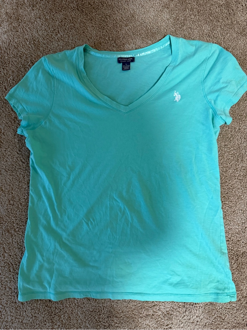 Polo by Ralph Lauren Women's V-Neck Tee in Aqua/Teal